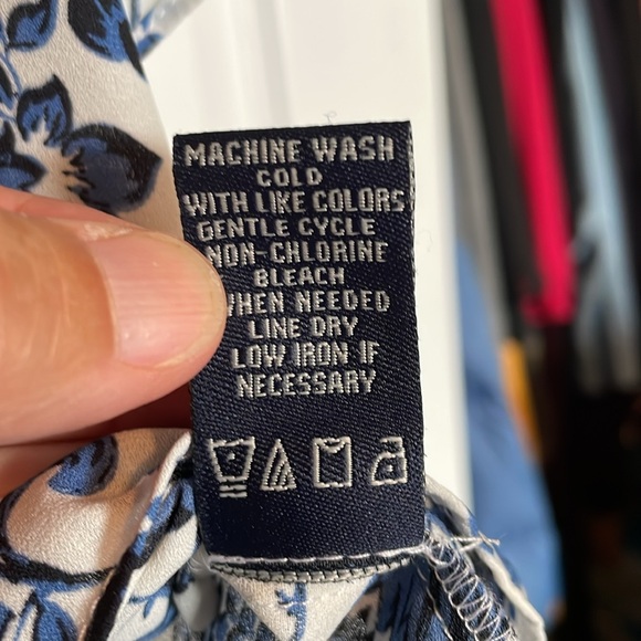 Women’s M Max Edition ruffle top blue/black scoop neck floral lightweight flowy - Picture 5 of 12